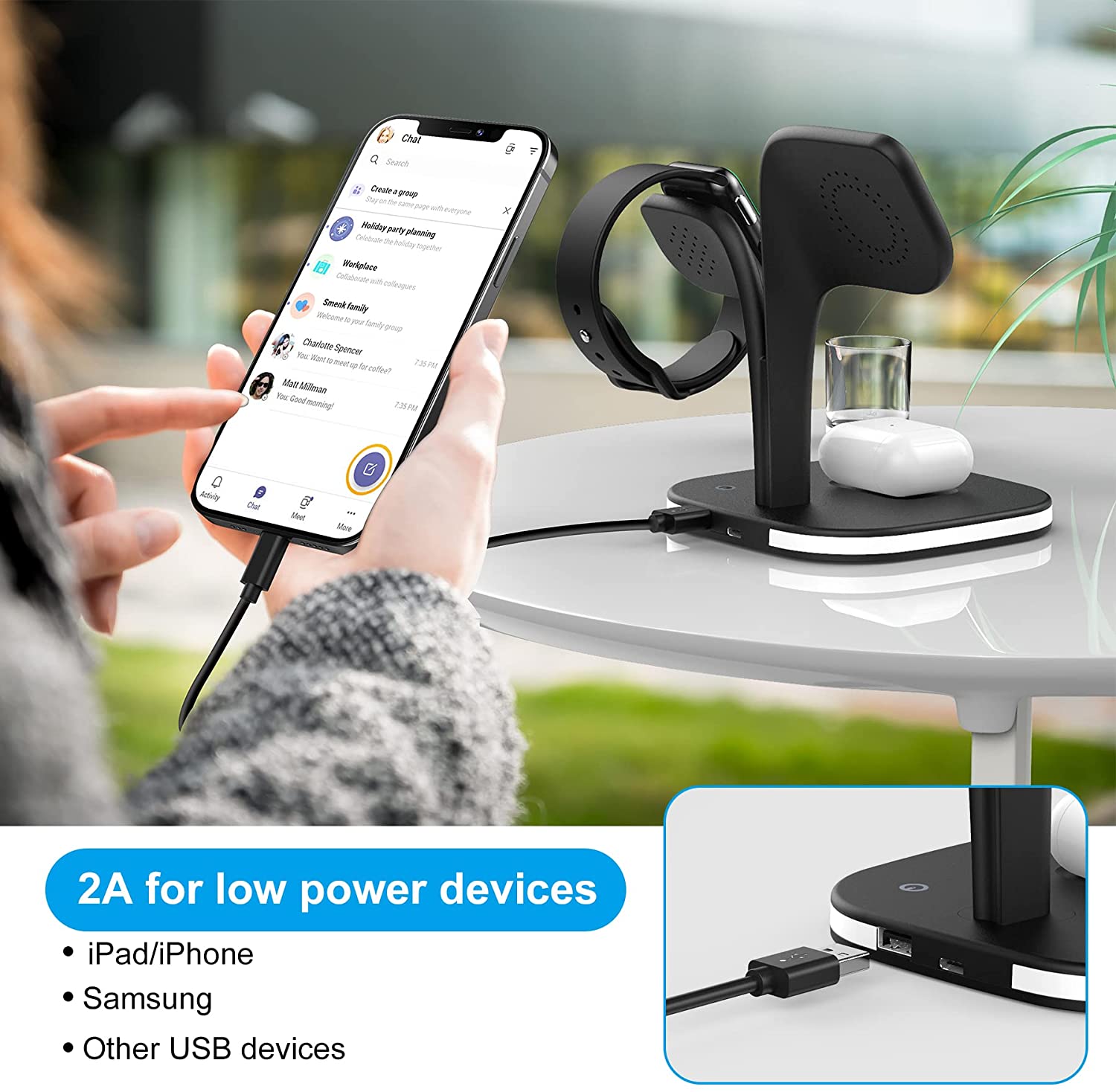 Top sell magnetic fast 3 in 1 multi wireless charging &amp; power stations charging stand holder