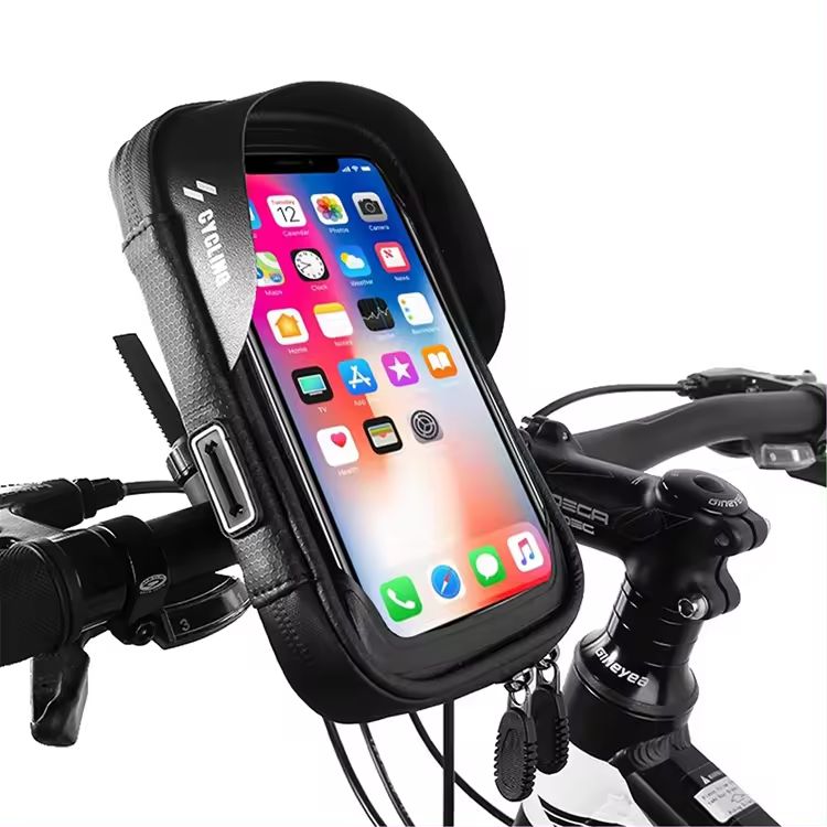 Waterproof Bike Front Frame Bag with Phone Holder - Convenient Cycling Storage Accessory - Keep Your Phone Safe While Cycling