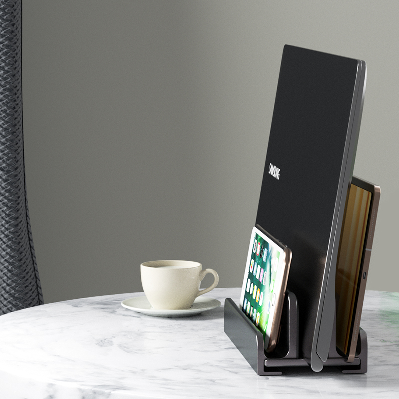 Portable Aluminum Vertical Laptop Holder Widen Adjustable Storage 1 2 3 Slots Can Select Tablet PC Mobile Phones Stand