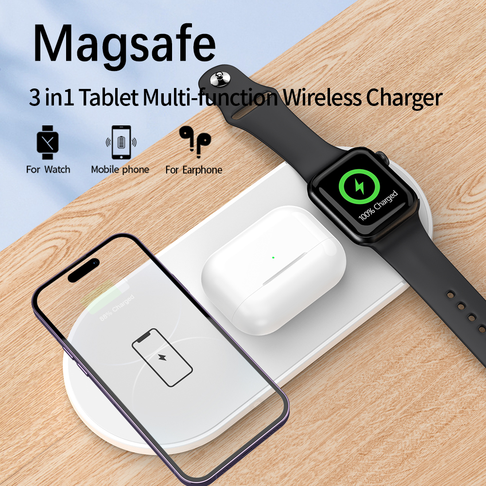 Good Price Universal 3 in 1 15W Wireless Phone Charger Pad Portable Custom Fast Charging Dock for iPhone