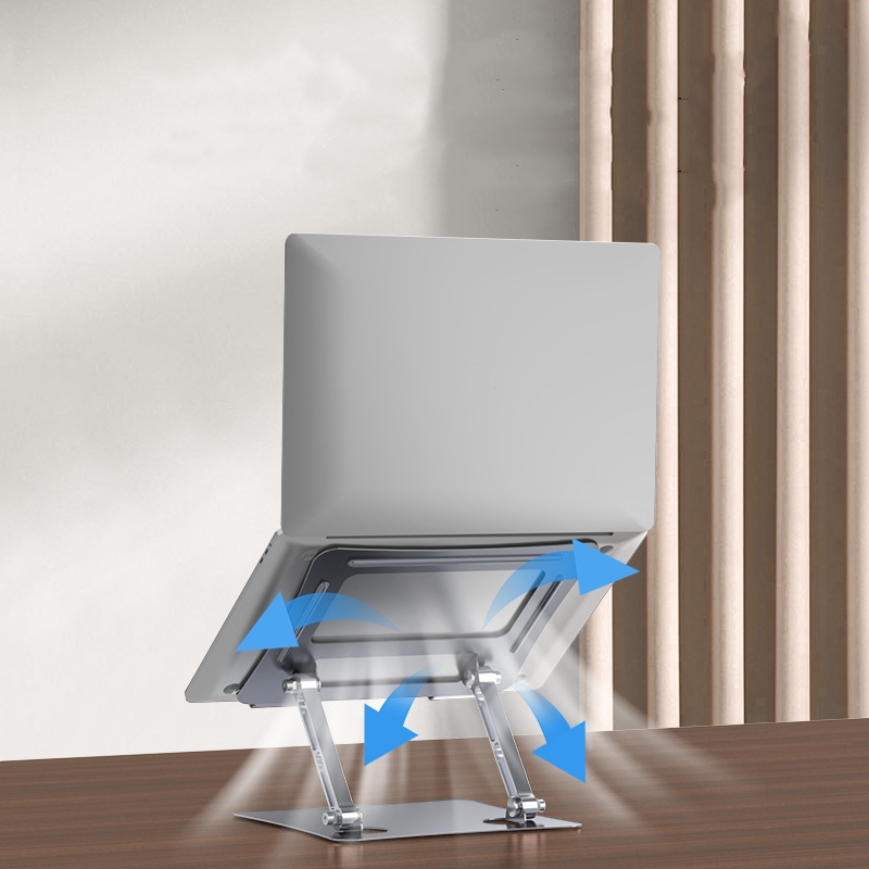 Folding Height Adjustable Metal Foldable Portable Adjustment Desktop Laptop Stand for 10-15.6 Inches