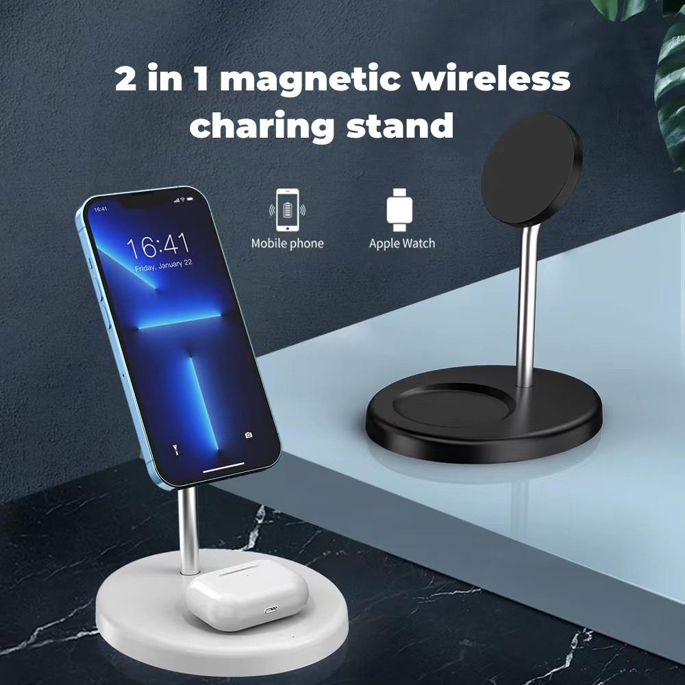 Good Price 2 in 1 Magnetic Wireless Charger Stand for iPhone 15W Fast Wireless Charging Station