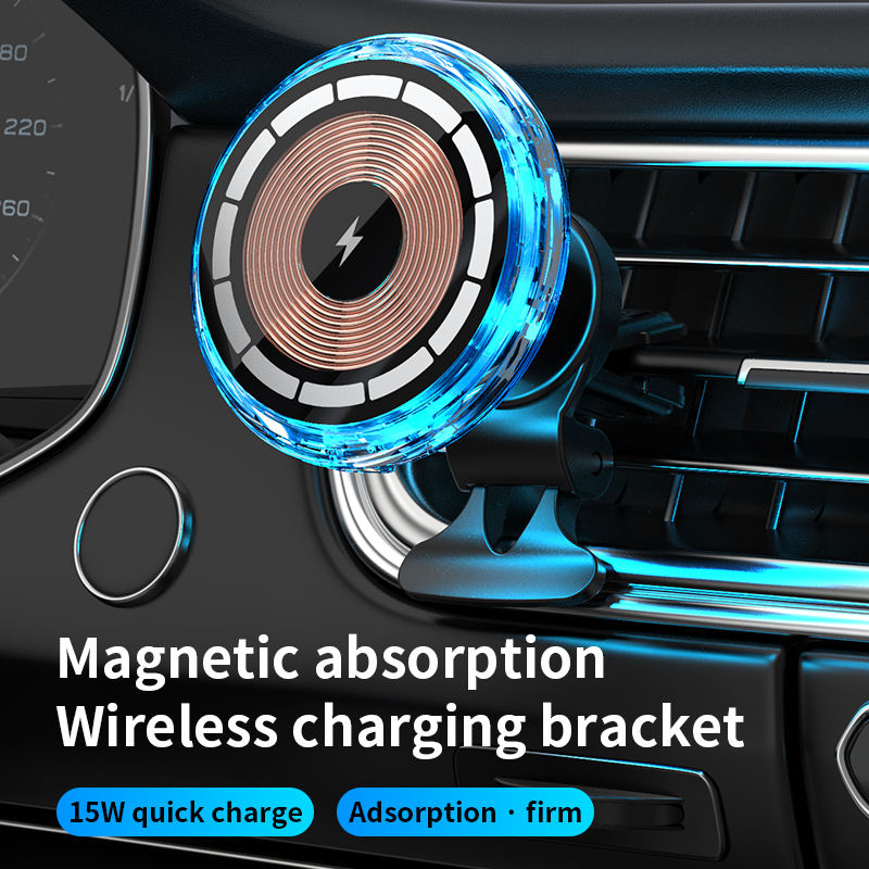 Transparent Wireless Car Phone Charger Magnet Phone Holder Stand 15W Fast Charging Car Mount Magnetic Car Wireless Charger