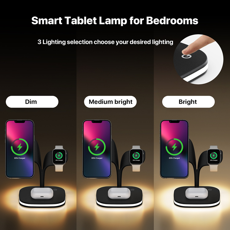 15W Fast Magnetic Wireless Charger Station for iPhone 14 13 12 Pro Max for iWatch for earphone 5 in 1 Wireless Charger Stand