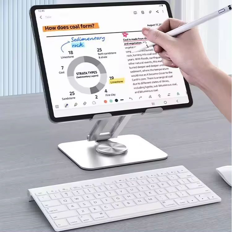 Ergonomic Notebook Bracket Metal Aluminum Desktop Stand Adjustable Tablet Holder Foldable 360 Rotating Tablet Stand