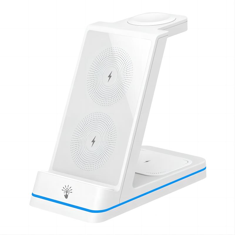 Dual Coils 3 in 1 fast charging Wireless Charger dock Station 15W Fast Wireless Charging Stand charger for mobile device