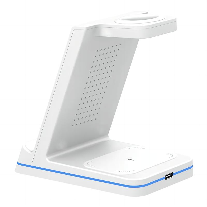 Dual Coils 3 in 1 fast charging Wireless Charger dock Station 15W Fast Wireless Charging Stand charger for mobile device