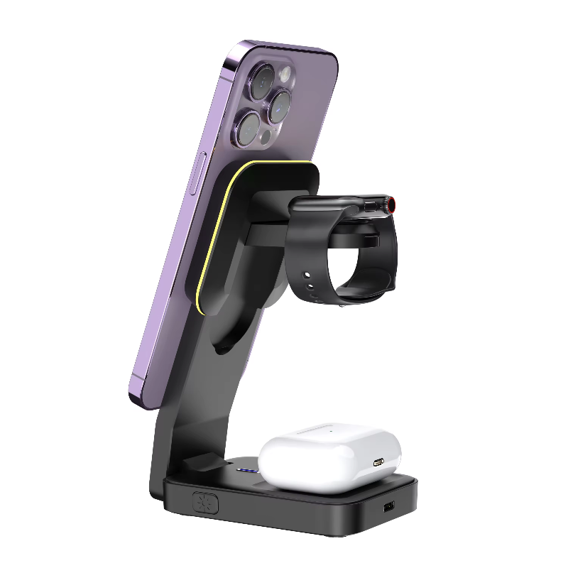 3 in 1 foldable magnetic wireless charger &amp; stand kit customized 4 in 1 wireless fast charger phone charger stand