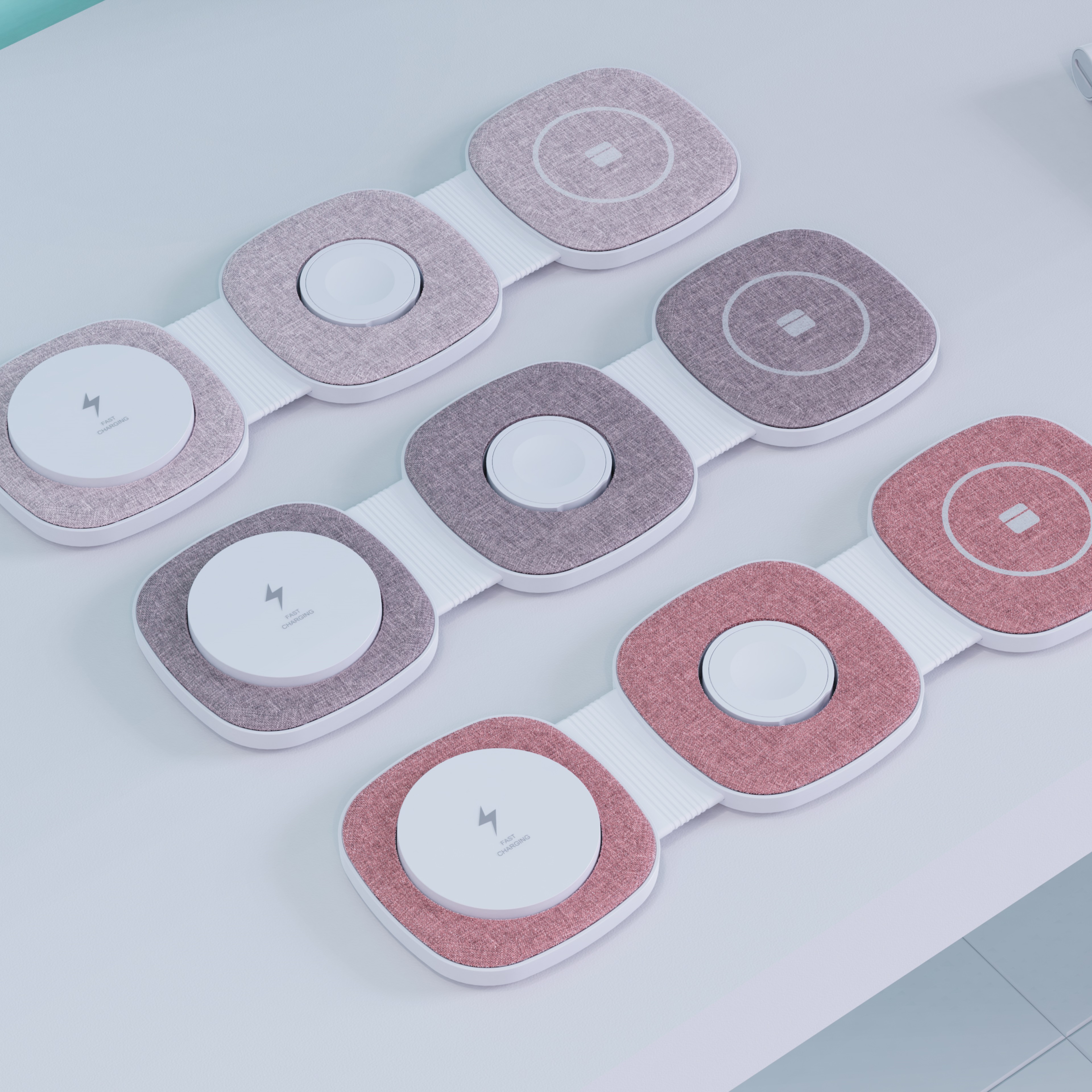 Unique 15W Newest Fabric Magnetic Portable 4 in 1 Fast Wireless Charger Holder for iphone 14 pro max wireless charger 3 in 1 fol