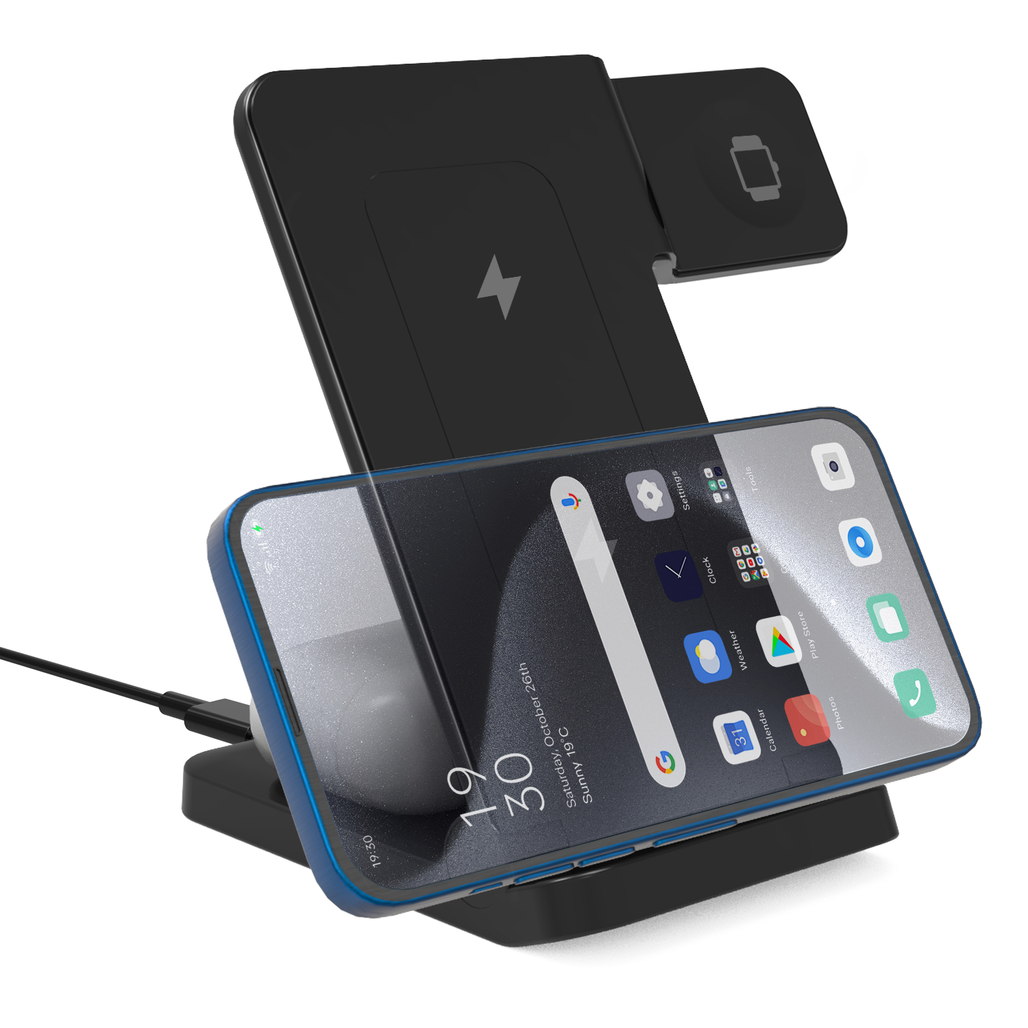 New Folding Multifunction Wireless Charger 3 in 1 Fast Charging Desktop Earbuds Phone Charger Station