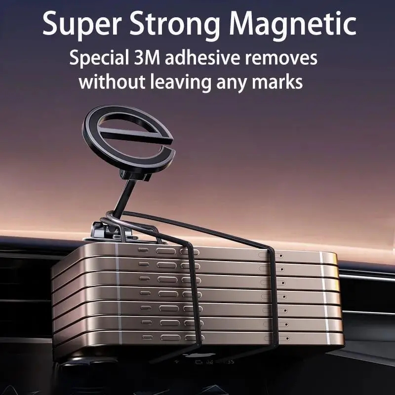 Aluminum Strong Magnet 720 Degree Mini Car Mobile Phone Mount Magnetic Dashboard Phone Holder for iPhone Foldable Black