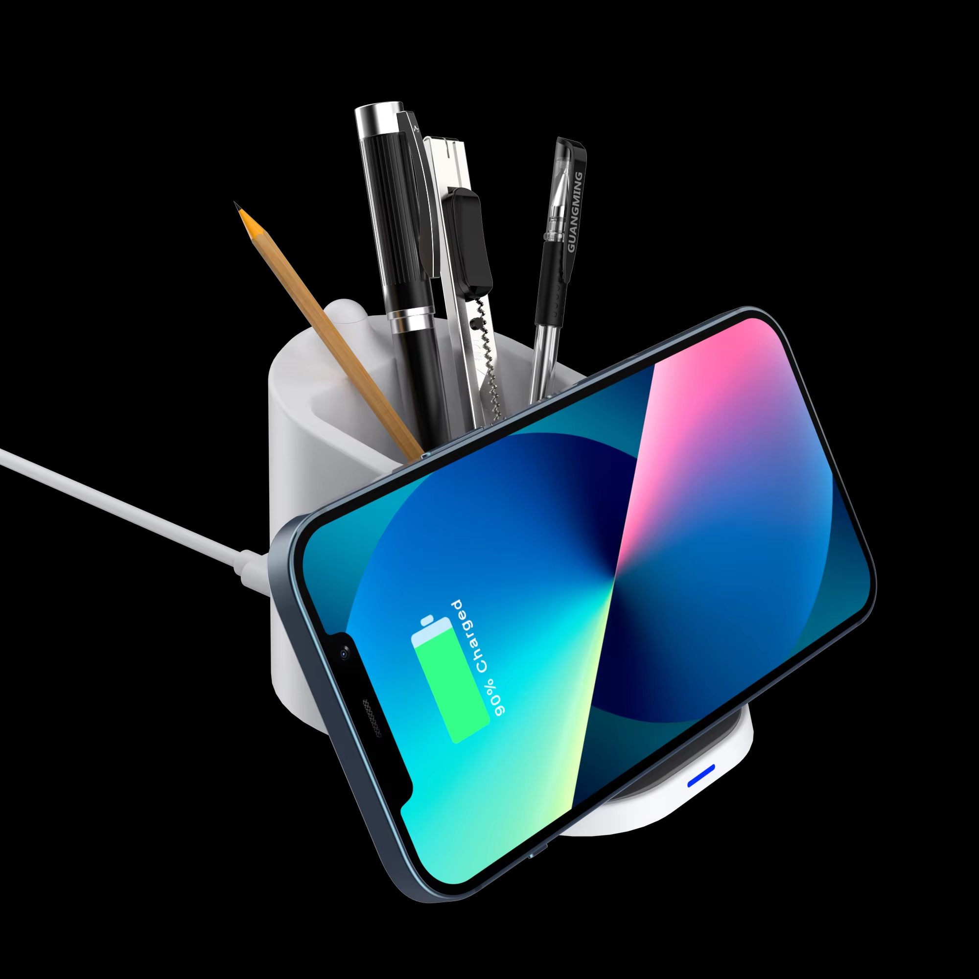 2 in 1 Creative 15W Pen Holder with Wireless Charger Multifunctional Wireless Charging Stand