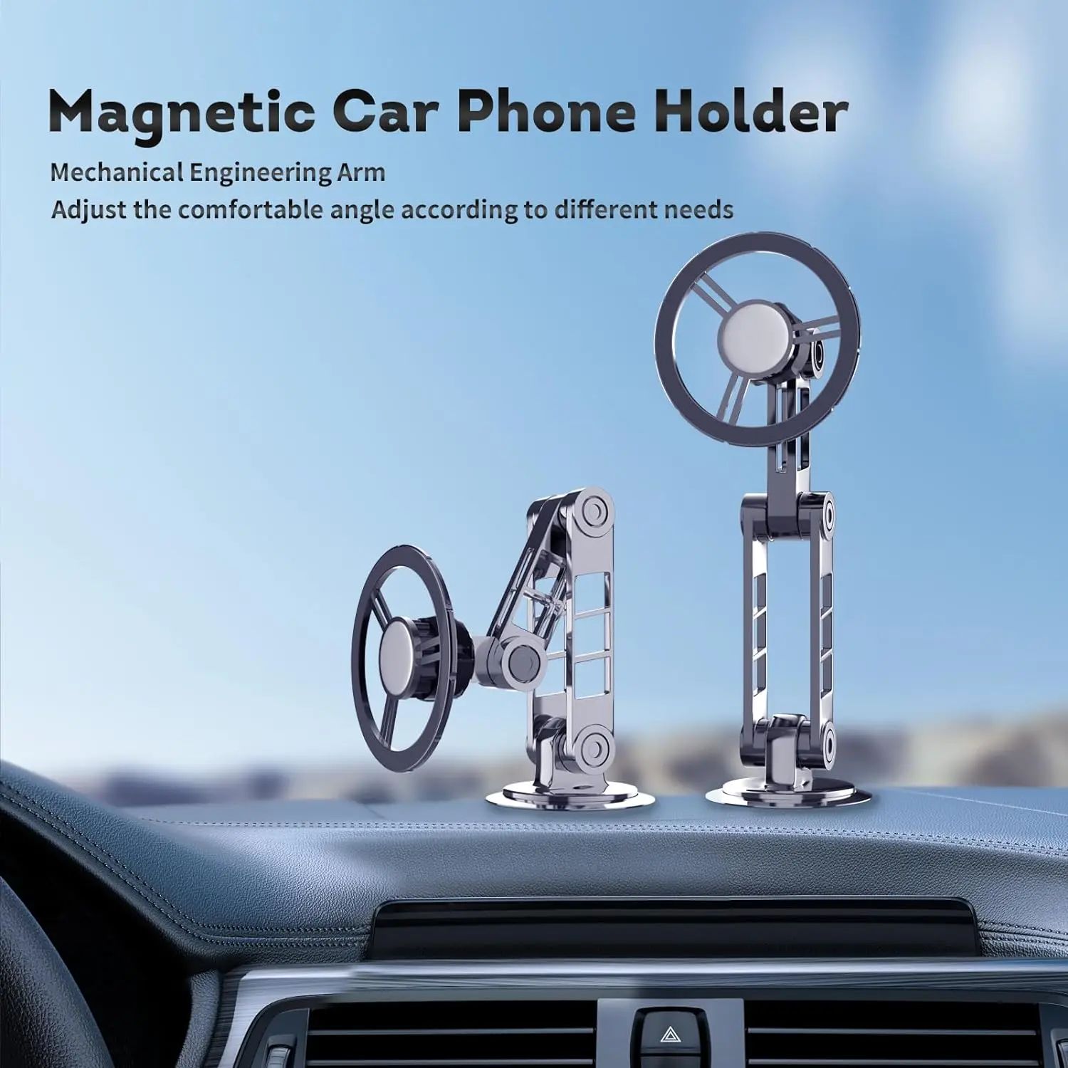 3 Joints Aviation Alloy Folding 1080 Degree Rotation Magnet Air Vent Dashboard Magnetic Car Phone Holder For iPhone 12 13 14 15