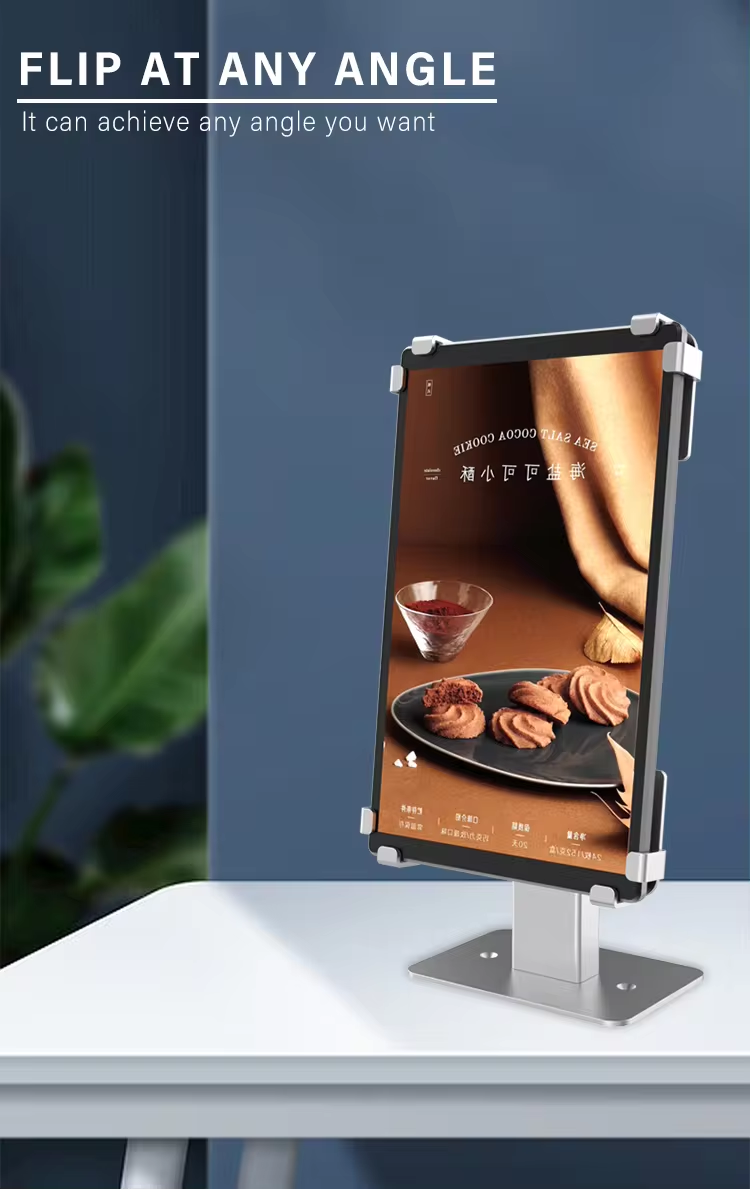 Universal POS system tablet stand 180 rotating anti-theft aluminium alloy ordering machine stand for supermarket restaurant etc