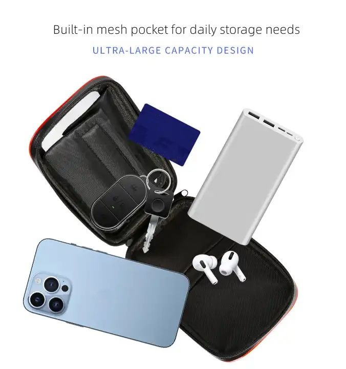 Bicycle Front Handlebar Bag Cycling Rainproof Touch Screen 360 Degree Adjustable Bike Phone Bag with Bottom Cable Entry