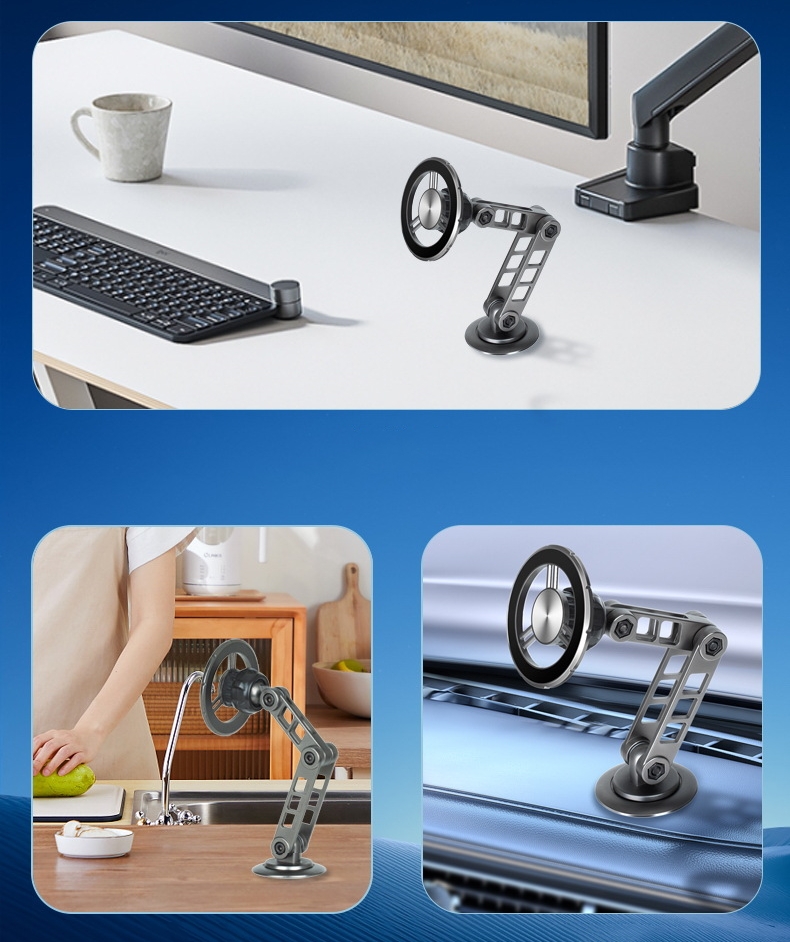 3 Joints Aviation Alloy Folding 1080 Degree Rotation Magnet Air Vent Dashboard Magnetic Car Phone Holder For iPhone 12 13 14 15