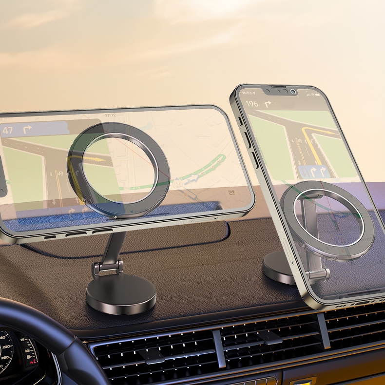 Unique Double Folding 810 Degree Rotating Universal Magnetic Car Mount Strong Neodymium Magnet Phone Holder Foldable