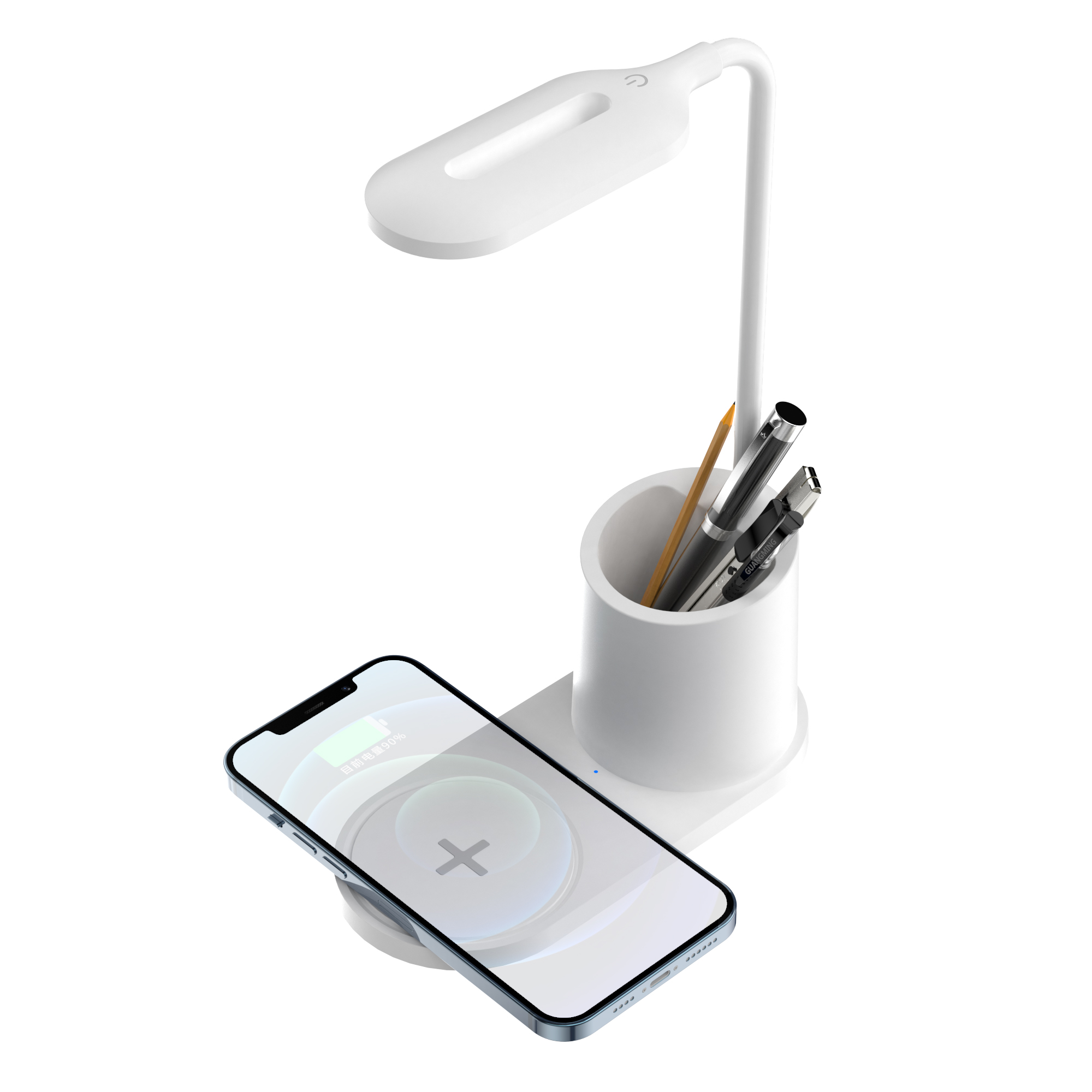 Manufacturer hot selling 3 in 1 wireless charger stand for phone wireless charger station with lamp and pen holder gift item