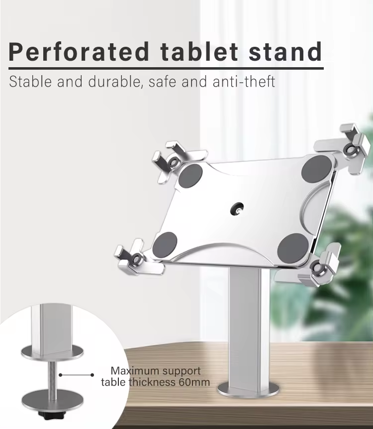 Universal POS system tablet stand 180 rotating anti-theft aluminium alloy ordering machine stand for supermarket restaurant etc