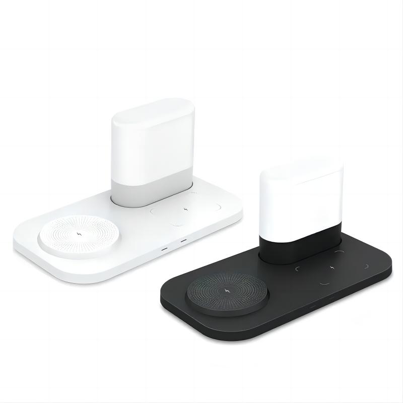 Multi Hot Selling Desktop Wireless Charging Stand with Adjustment Table Lamp for Mobile Phones and Earphones