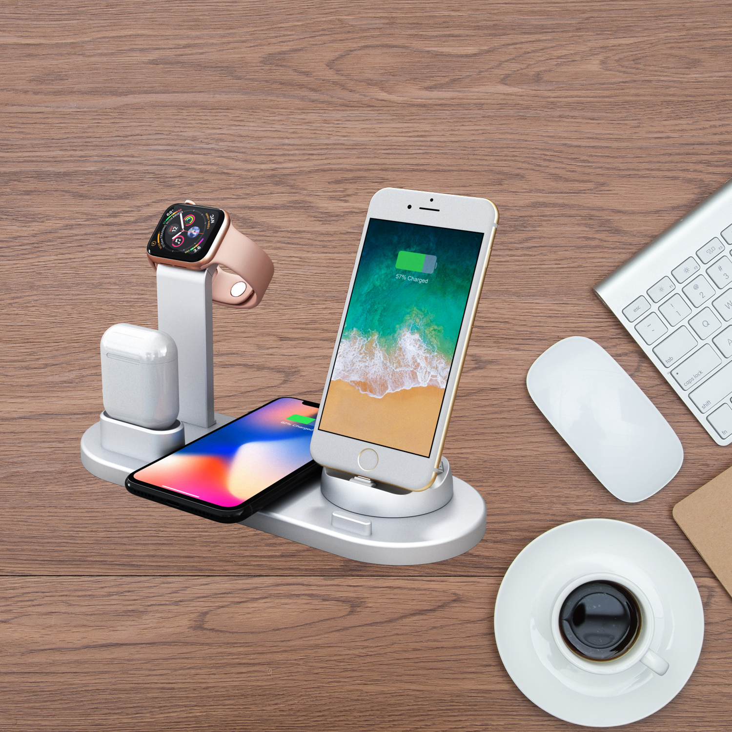 Promotional gift choice 3 in 1 multi function 15w fast wireless charging dock station