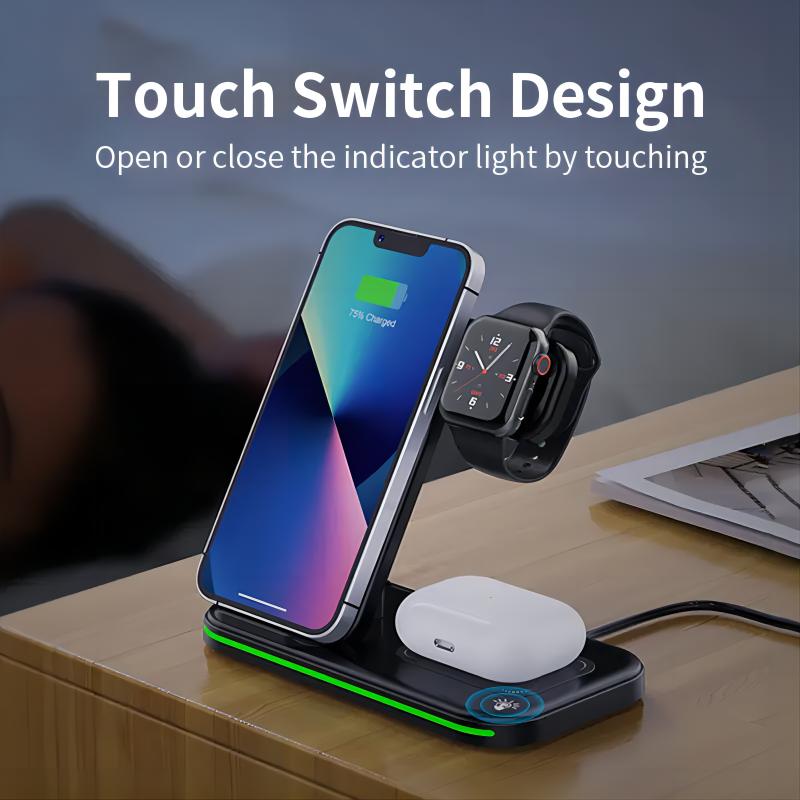 Foldable 3 in 1 Wireless Charger Stand Station Charging Dock for Apple Watch for iphone 14/13 Pro/12/11
