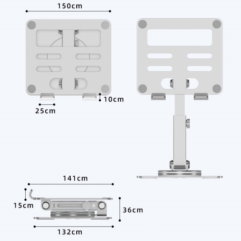 360 Degree Rotation Tablet Desk Holder Telescopic Height Adjustable Stable Aluminum Alloy Desktop Holder Foldable Laptop