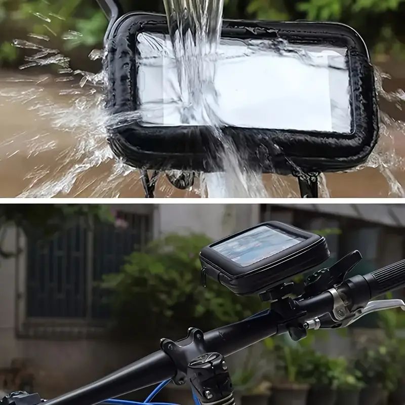 Bicycle Front Handlebar Bag Cycling Rainproof Touch Screen 360 Degree Adjustable Bike Phone Bag with Bottom Cable Entry