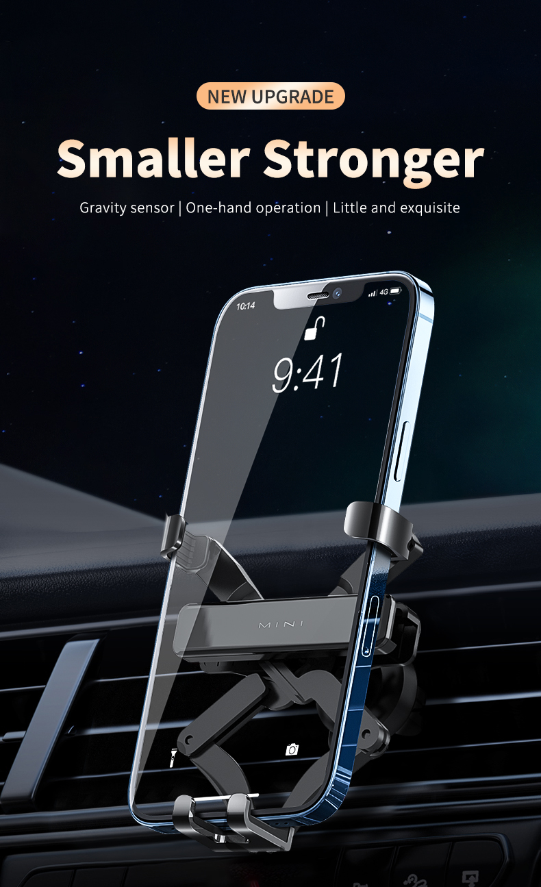 TOP selling mini design gravity phone holder mount for car fitting cell phone 4.7''-6.7''