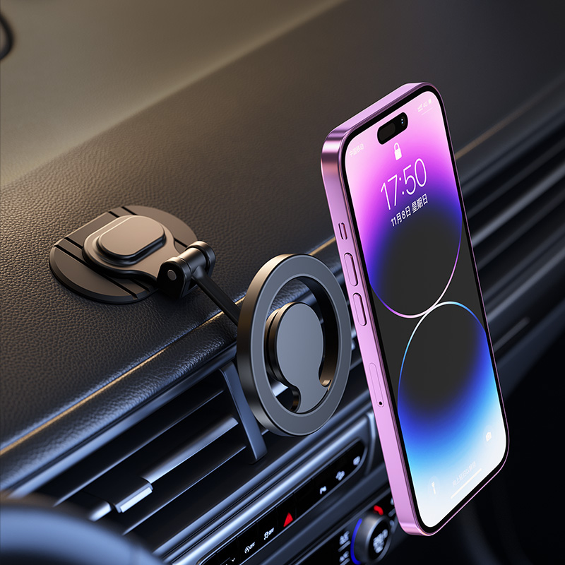 Double 360 rotating metal car phone bracket magnetic car bracket strong magnet mobile phone mounting car mobile bracket