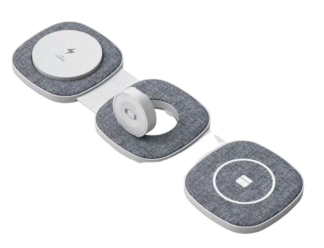 Unique 15W Newest Fabric Magnetic Portable 4 in 1 Fast Wireless Charger Holder for iphone 14 pro max wireless charger 3 in 1 fol