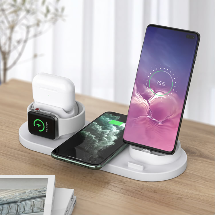 15W universal mobile phone smart wireless charging holder stand for iphone,airpods and iwatch