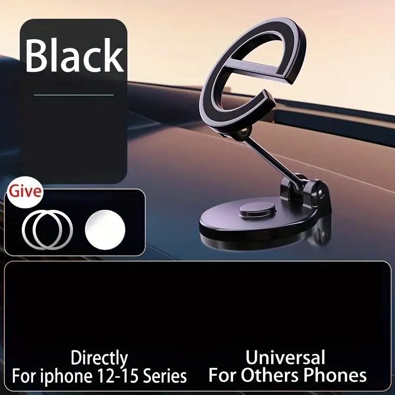 Car Mobile Phone Stand Magnetic Ultra-Strong Magnetic Zinc-Metal Phone Stand Foldable 720 Rotation Paste Magnetic Holder