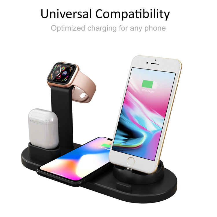Multi 4 in 1 mobile wireless charger stand for iohone,apple watch,airpods etc