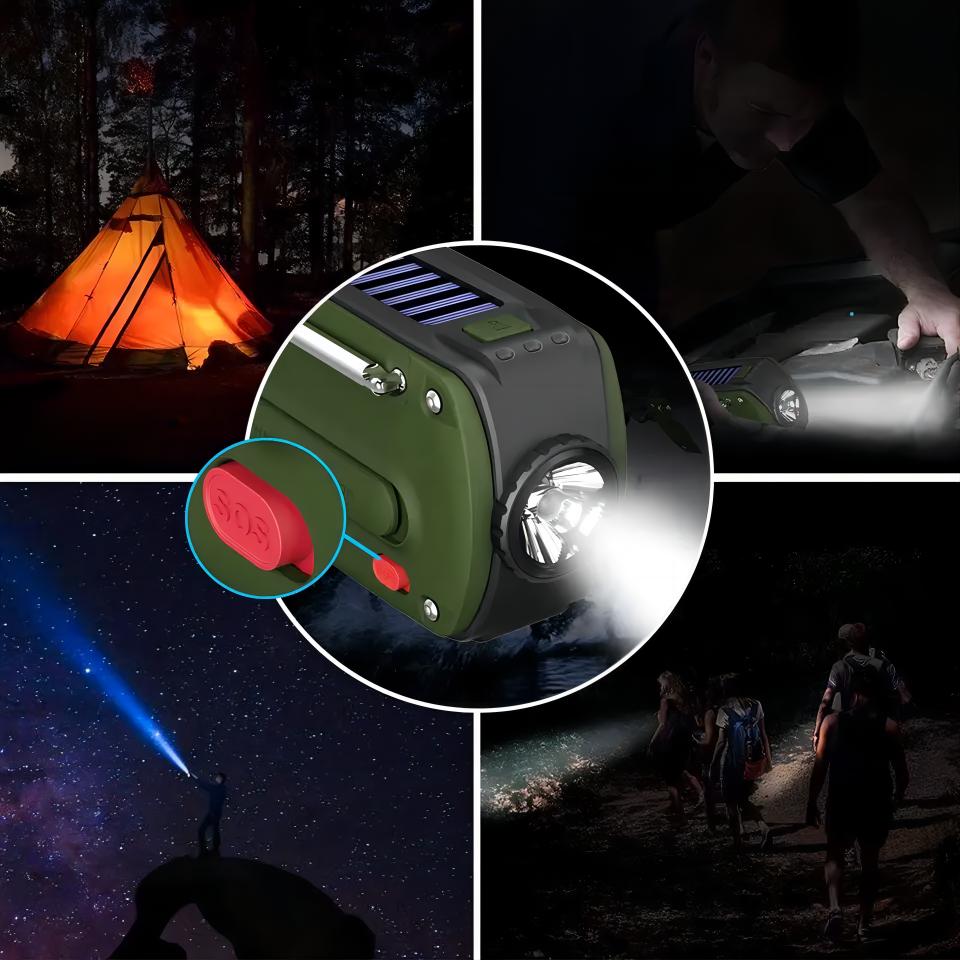 Multi Factory Portable Rechargeable Emergency Solar Hand Crank WB/NOAA Radio with Phone Charger Powerbank and LED Torch FM Radio