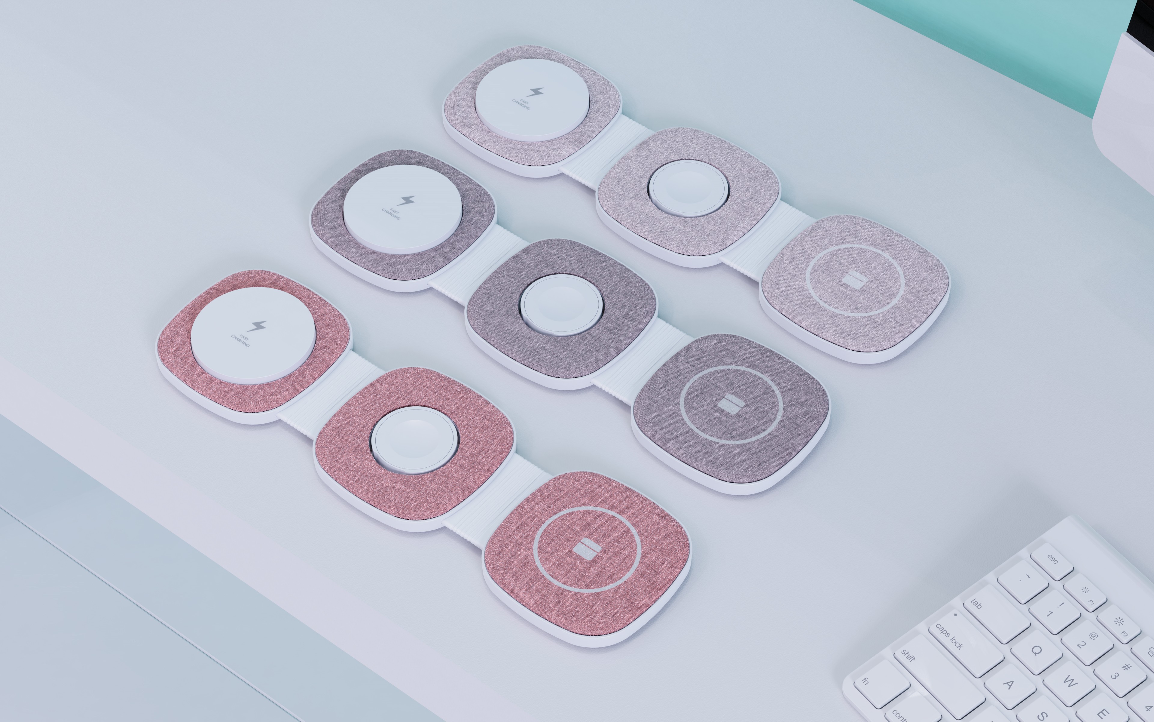 Fabric 15W Newest Foldable Magnetic Wireless Charger Stand 3 in 1 Fast Wireless Charging Station for Multiple Devices