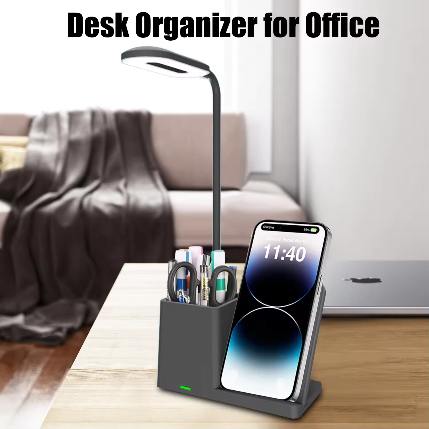 3 in 1 15W wireless charger multi-functional creative desk lamp pen holder phone stand adjustable eye protection desk lamp