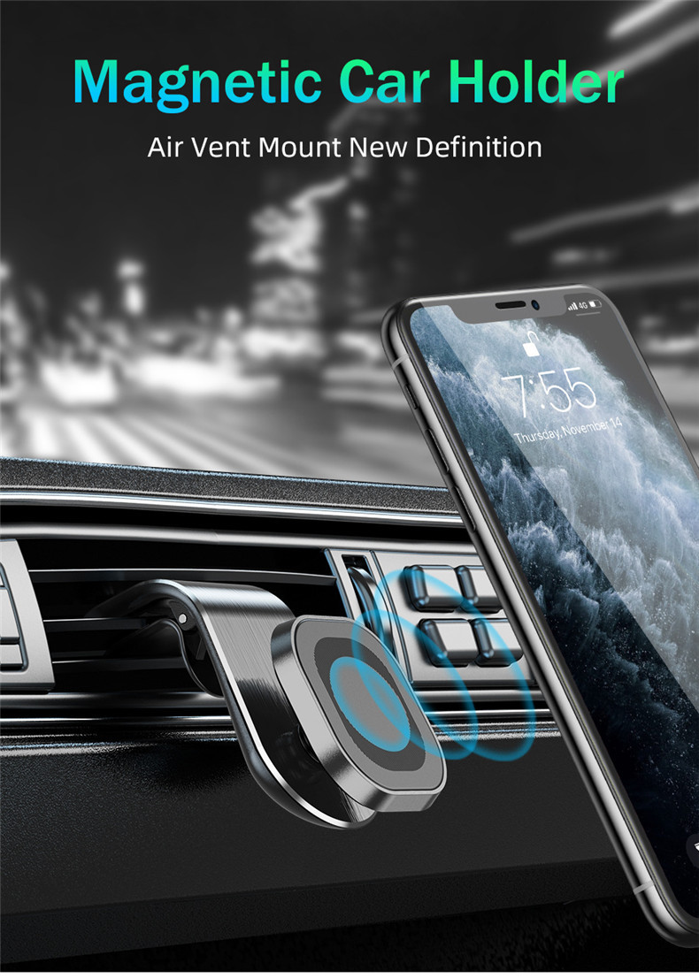 Universal Metal Mini Magnetic Car Mount Magnet Mobile Phone Wall Key Holder 360 Degree Rotation Air Vent Car GPS Mount Holder