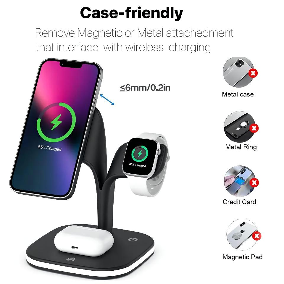 Best 5 in 1 Magnetic Wireless Charger Fast Desktop Charging Station Universal Charger Docking Station with Lamp