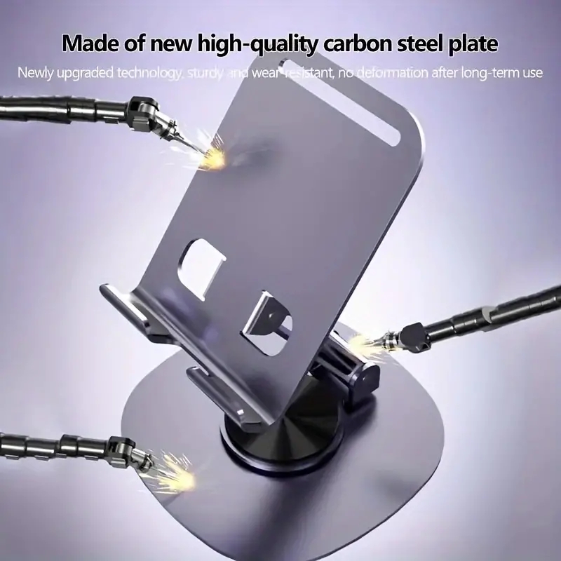 Foldable Cell Phone Stand for Desk 360 Rotation Adjustable Portable Aluminum Metal Phone Holder for All Phone Pad Tablet etc