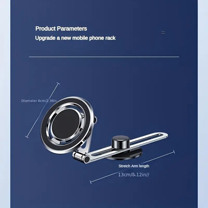 Long Arm Car Phone Holder Mount Folding Magnetic Car Phone Holder Length Adjustable Strongest Magnet Car Mobile Phone Holder