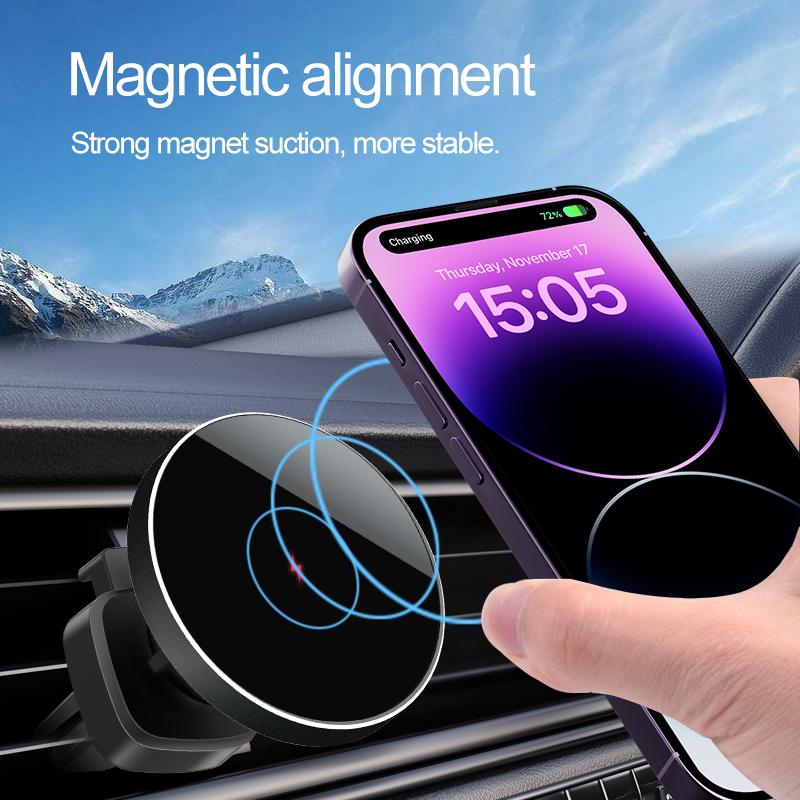15W Magnetic Electric Holder Car Holder Charger Magnet Air Vent Mount Wireless Car Charger Adapter Car Charger