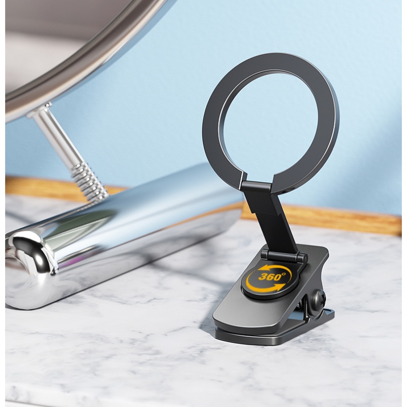 2 in 1 Clamp and Paste Stabilization 360 Rotation Folding Design Zinc Alloy Super Adsorption Magnetic Phone Holder