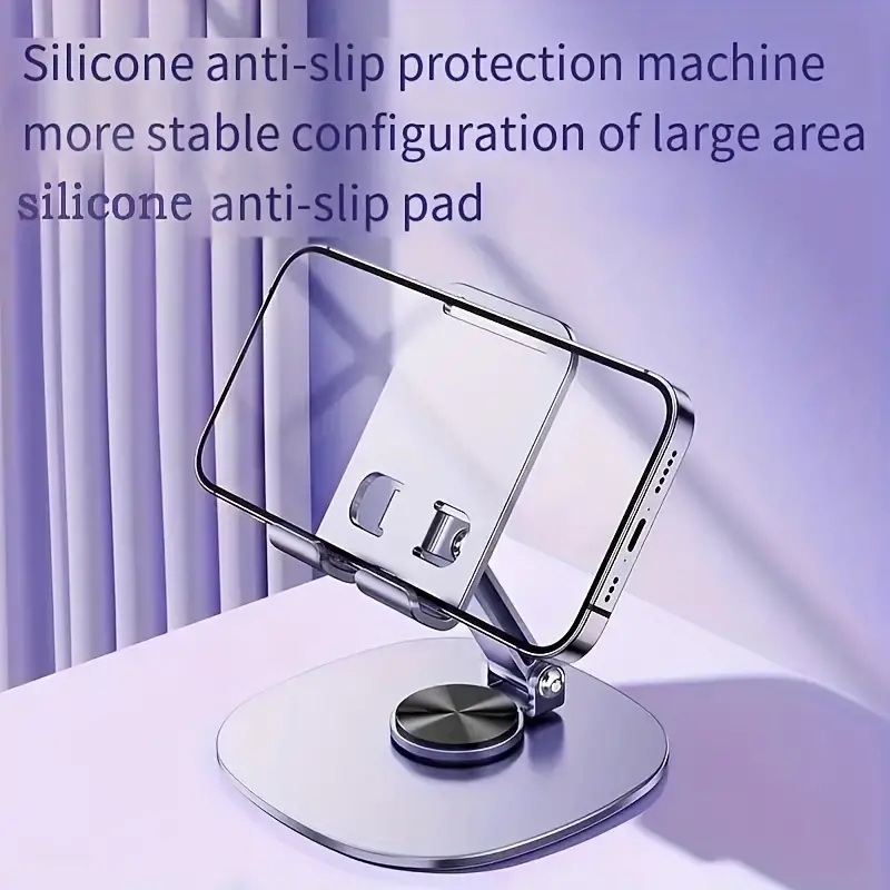 Foldable Cell Phone Stand for Desk 360 Rotation Adjustable Portable Aluminum Metal Phone Holder for All Phone Pad Tablet etc