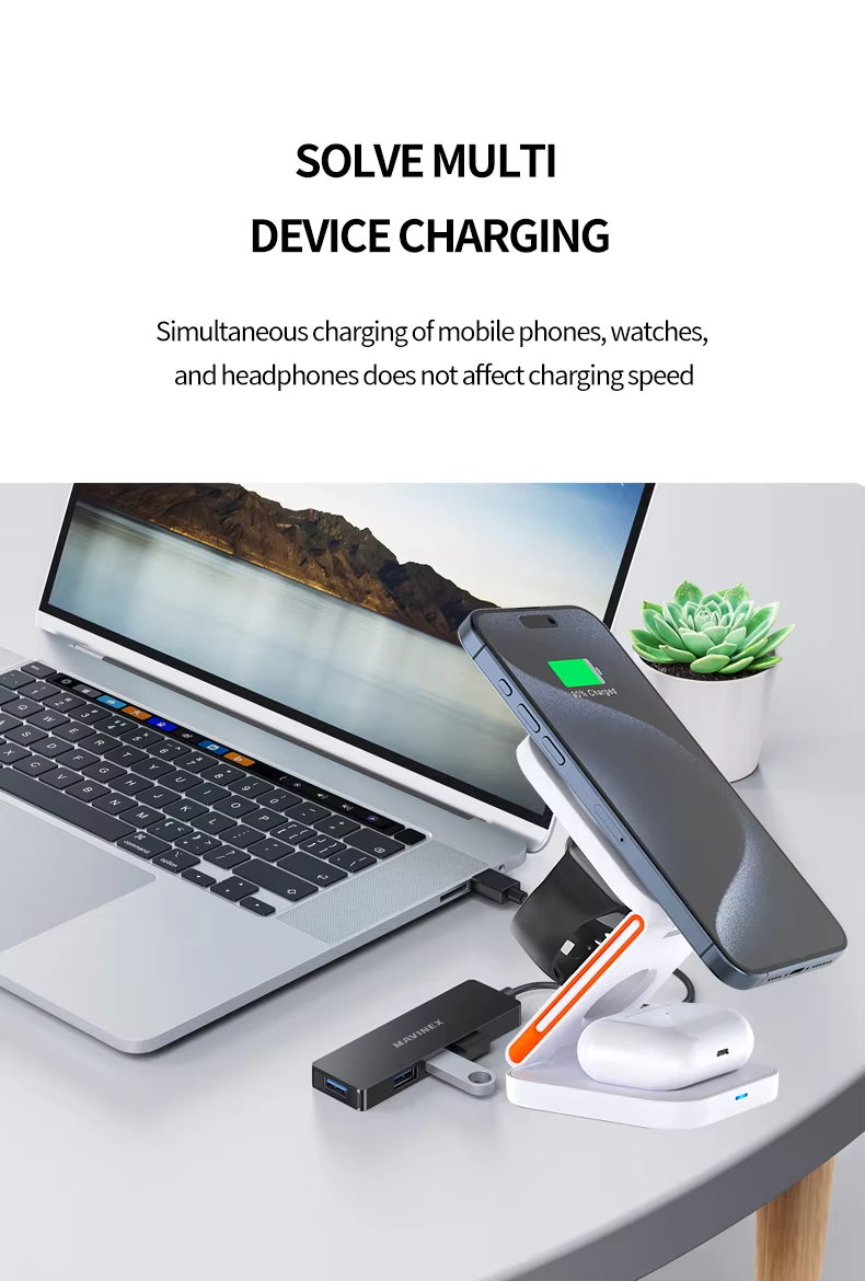 2024 Newly Holder Phone Popular Multifunctional 3 in1 4 in 1 Wireless Charger Fast Charging Dock Stand Desktop Charging Station