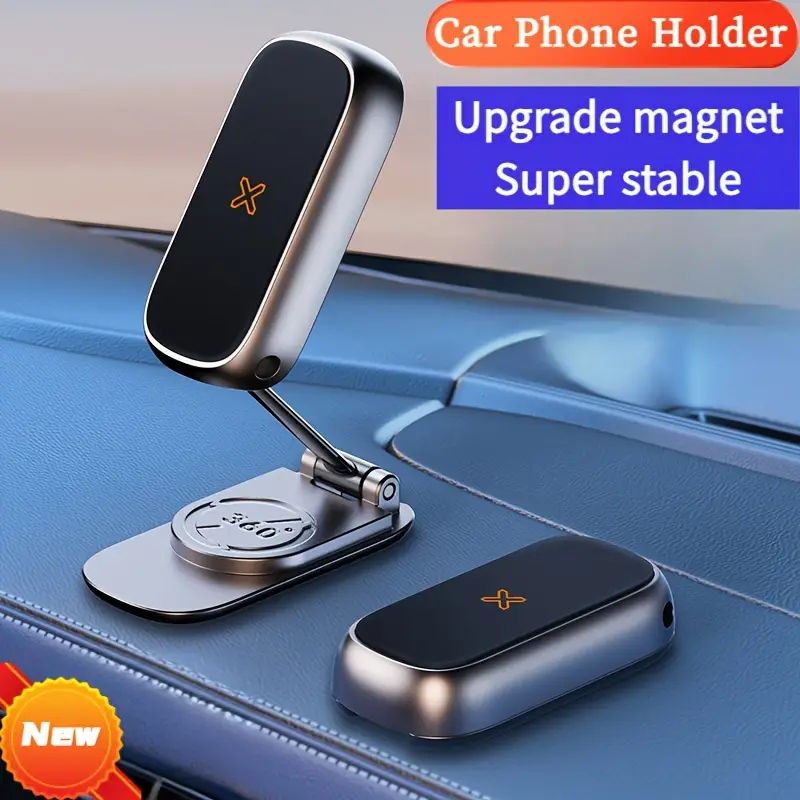 720 Degree Rotatable Aluminum Magnetic Car Phone Holder Magnet Smartphone Support GPS Foldable Phone Bracket in Car