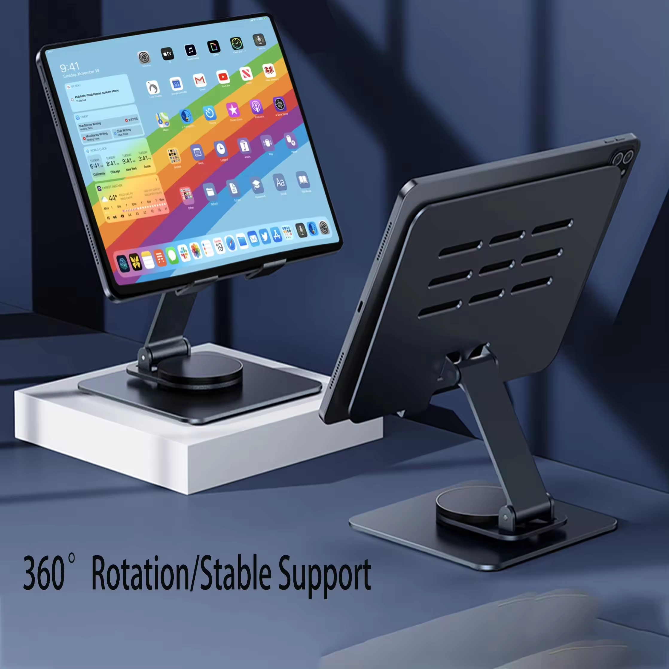 New Arrival Adjustable 360 Rotate Mount Dock Metal Foldable Tablet Holder Stand for iPad Pro 12.9 inch