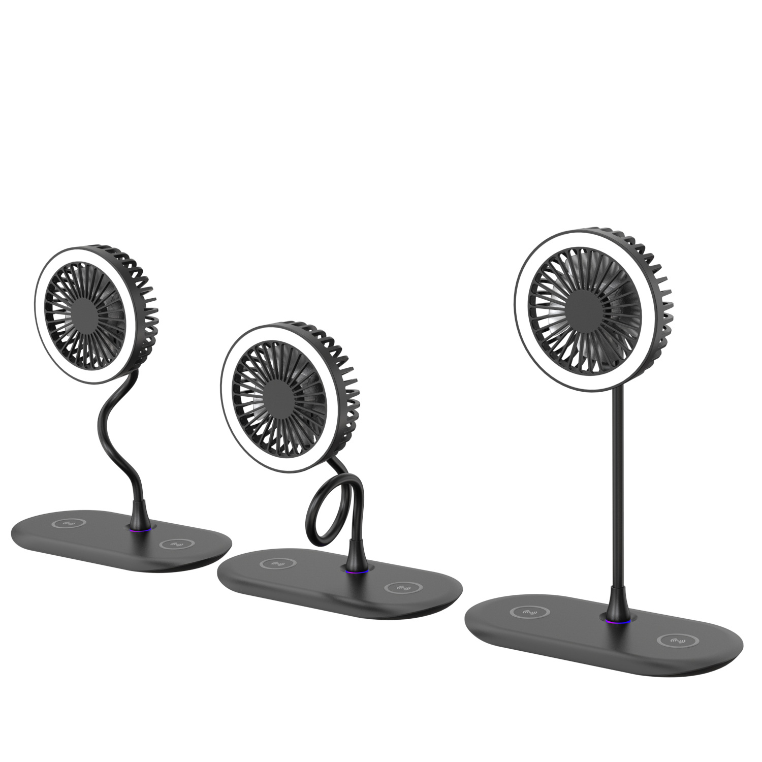 3 in 1 LED Lamp Wireless Charger with Fan, Foldable Table Mini Fan Lamp Dual Wireless Mobile Cell Phone Charger Stand