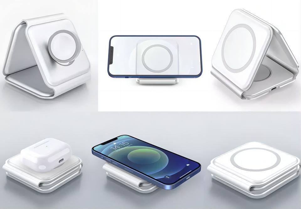 15W Foldable Charger 3 in 1 Magnetic Travel Charger Station Fast Smart Charging Light 3 in 1 Wireless Charger for Apple Products
