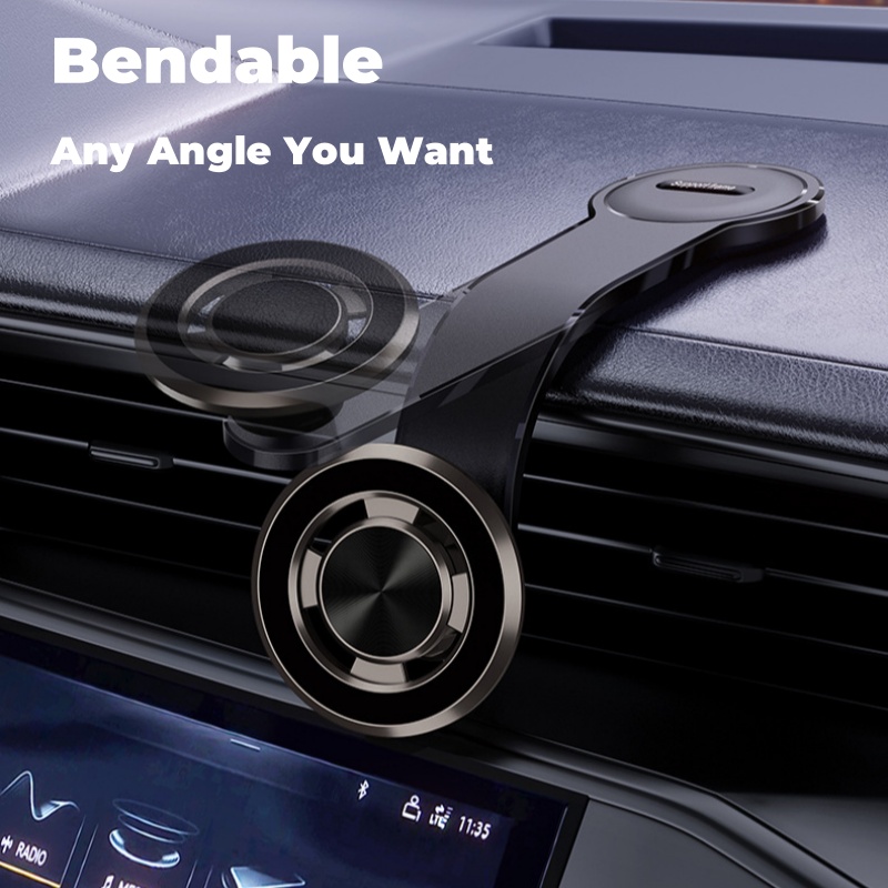 Bendable Memory Car Mobile Phone Holder Dashboard Center Console Aluminum Magnetic Bendable Phone Holder for Car